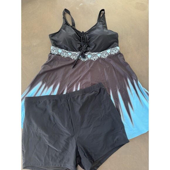 Women's Two-Piece Tankini swimsuit Tummy Control Swim Dress with Boy shorts 22W - Picture 7 of 16